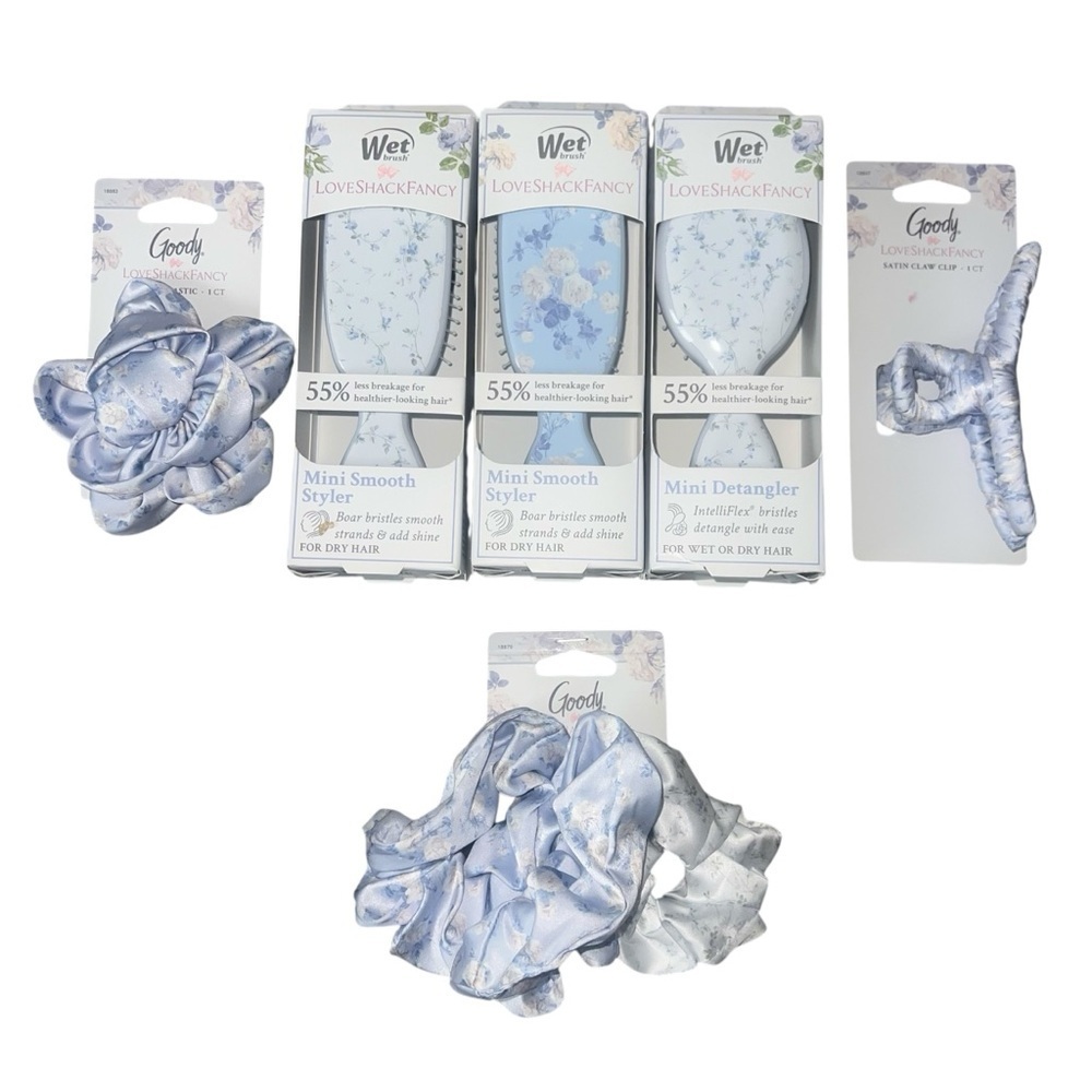NWT Goody / Wet Brush x LoveShackFancy Hair Styling Accessory Bundle Blue Ivy